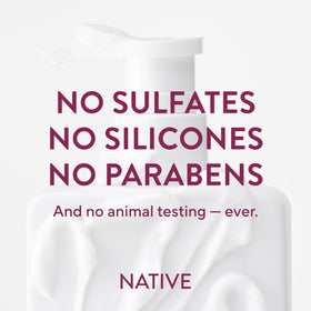 Native conditioner next to green tea leaves highlighting plant-based conditioning