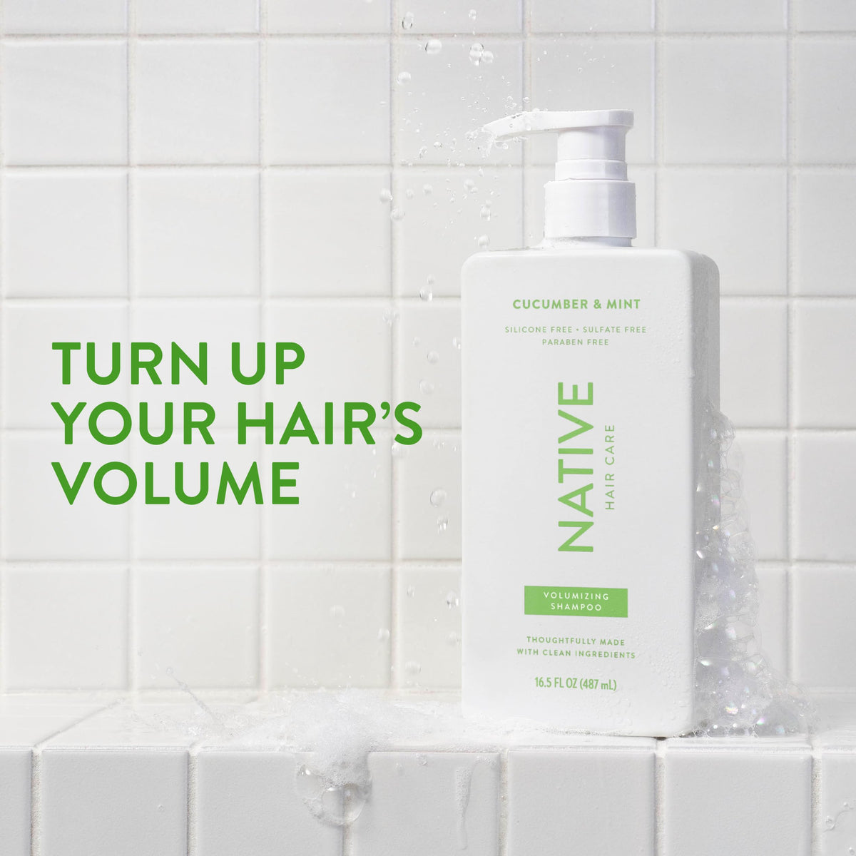 Native back label with ingredients list highlighting naturally derived formulation benefit