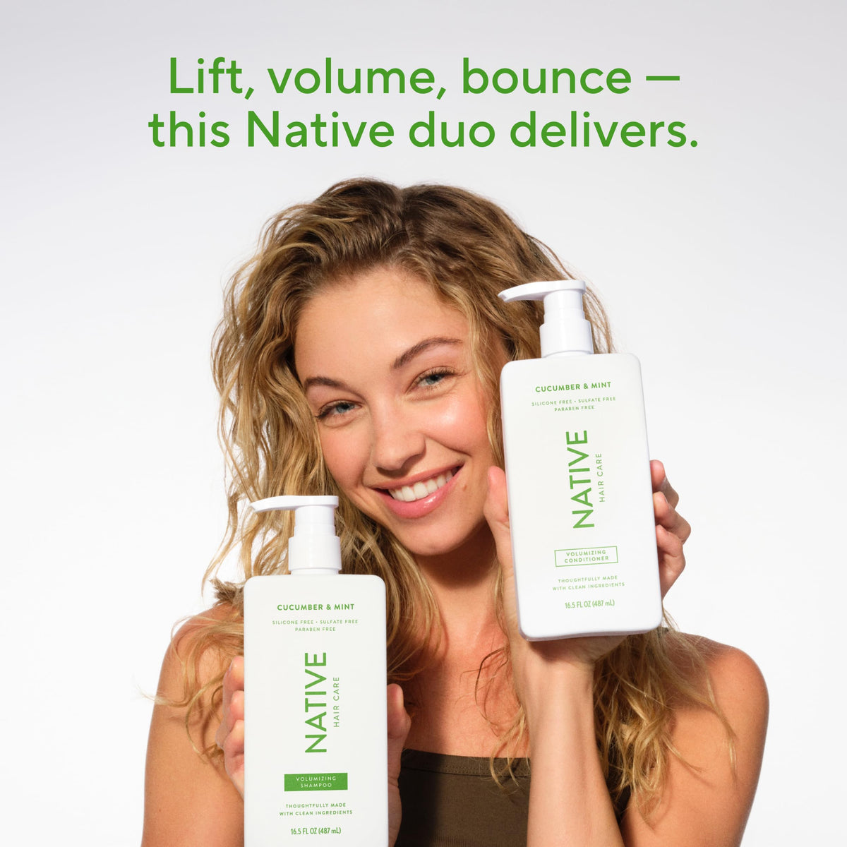 Native bottles held in hand for scale showing 16.5 fl oz size and travel planning benefit