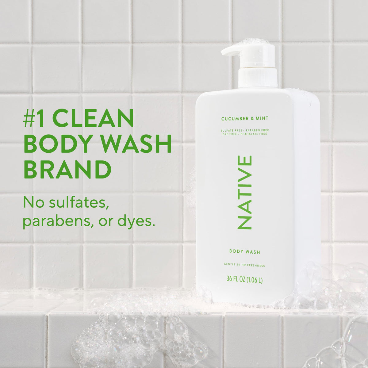 Native creamy foam close-up demonstrating gentle lather and soft skin feel