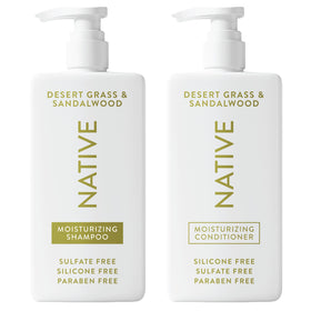 Native front packaging showing shampoo and conditioner pair and clean design