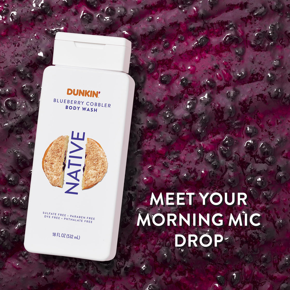 Native Dunkin Blueberry Cobbler pump action dispensing gel for easy control