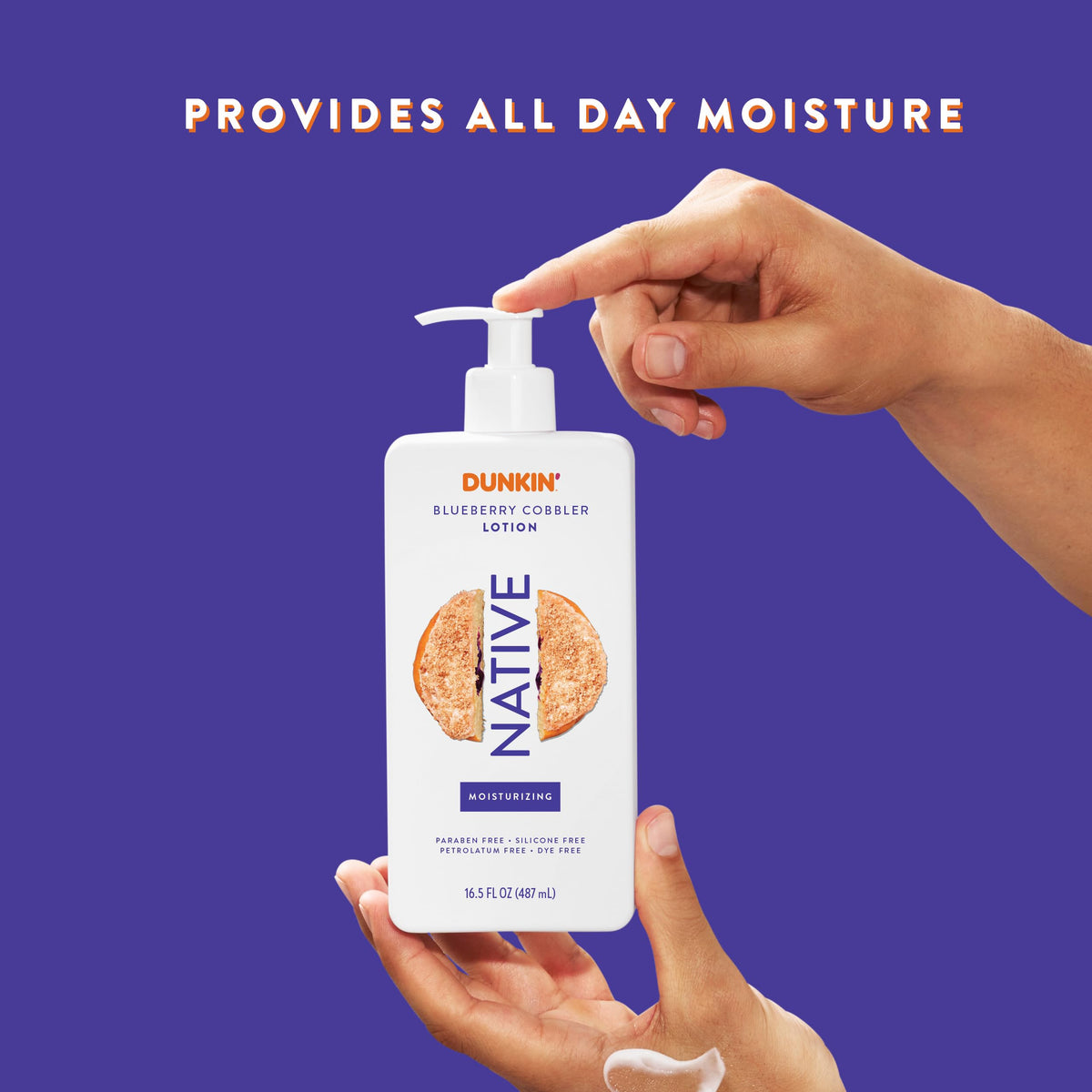 Native Blueberry Cobbler texture cream swipe revealing non-greasy absorbent feel