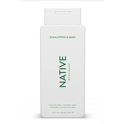 Native eucalyptus and mint front bottle showing label and size benefit