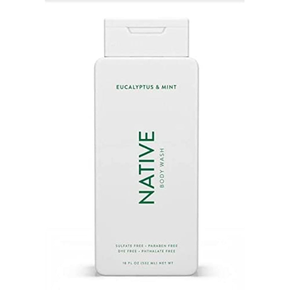 Native eucalyptus and mint front bottle showing label and size benefit