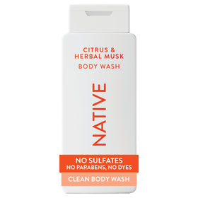 Native front label bottle showing Citrus & Herbal Musk and hydration benefit
