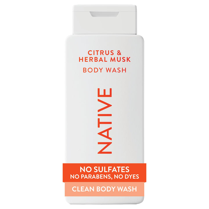Native front label bottle showing Citrus & Herbal Musk and hydration benefit