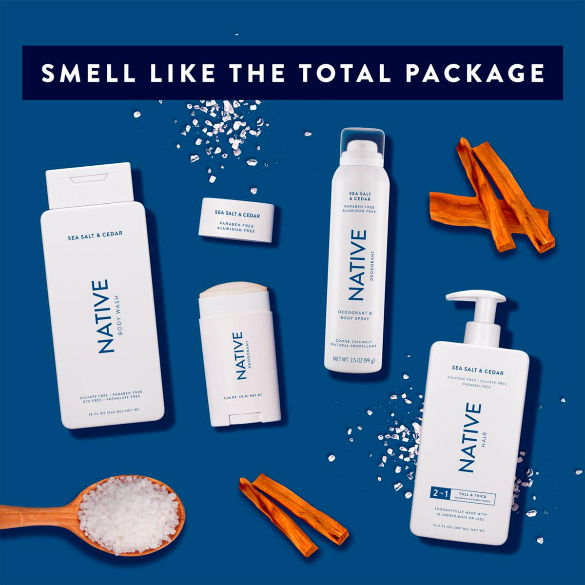 Native hand pouring body wash onto loofah demonstrating product use