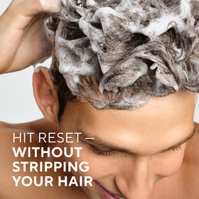 Native product applied in shower illustrating detangling and time-saving benefit