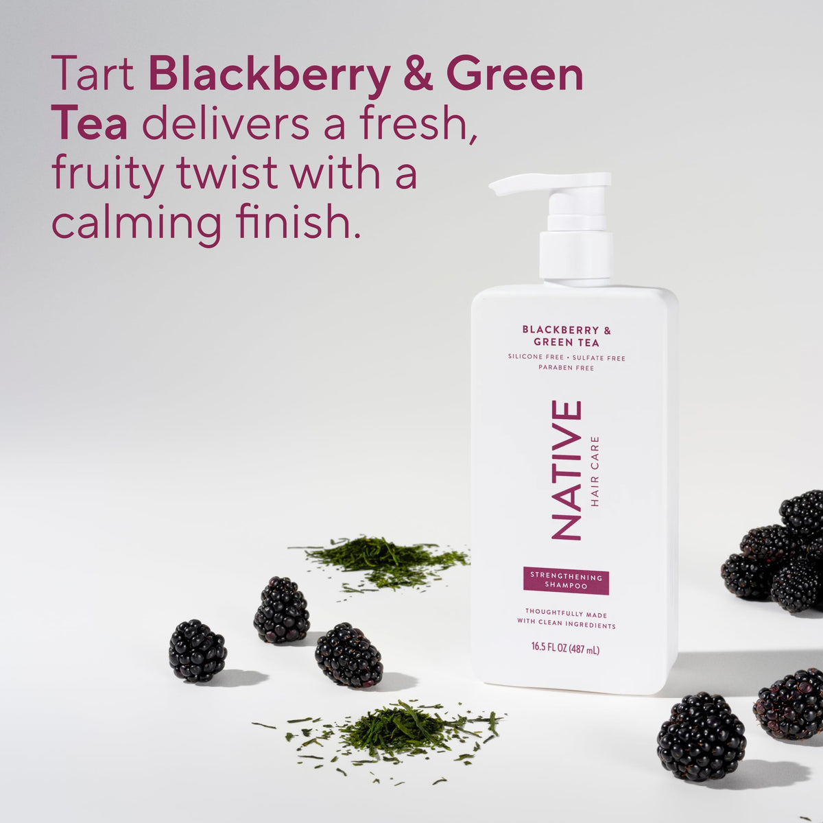 Native shampoo in shower demonstrating in-use convenience and everyday routine benefit