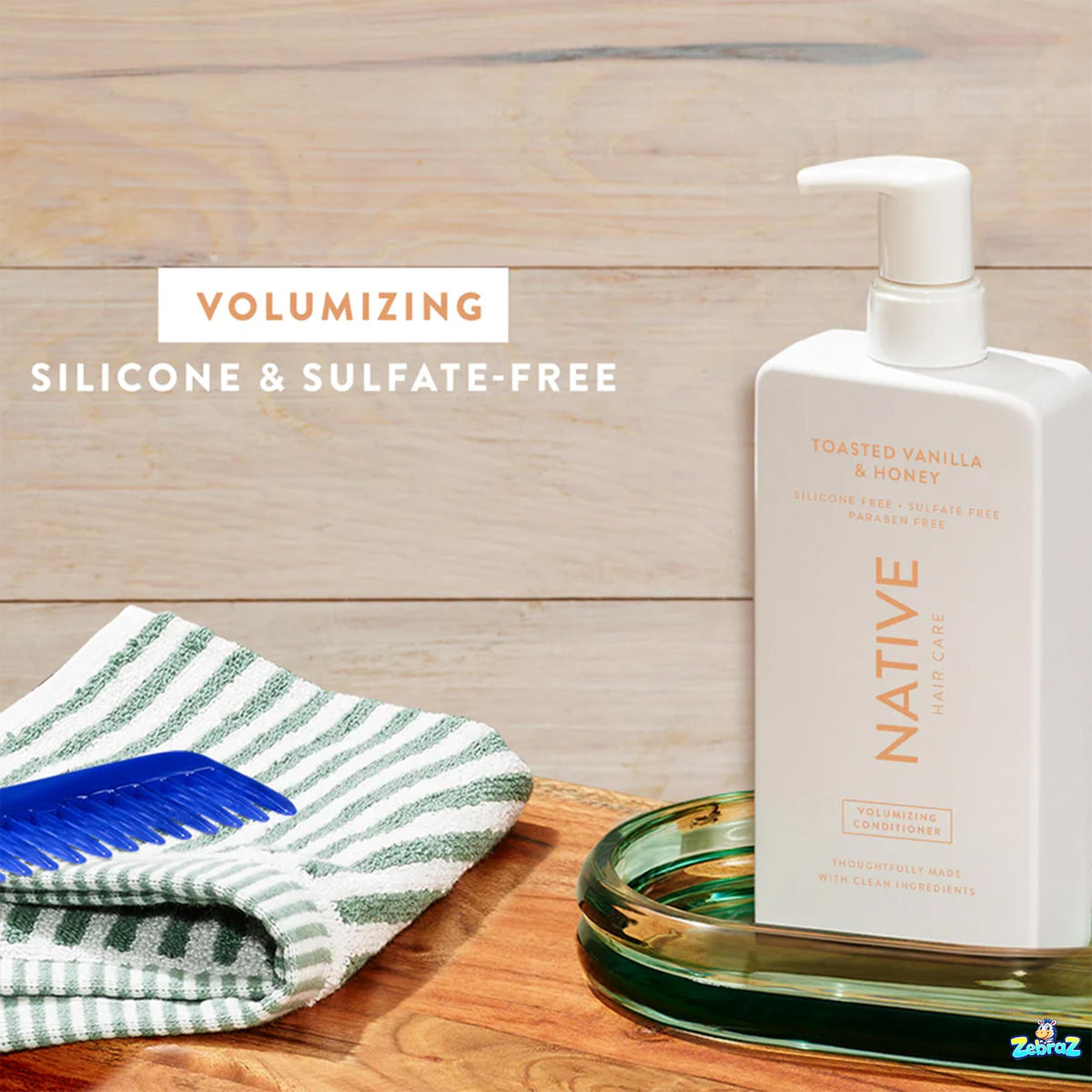Native ingredients label detail illustrating simple clean formulation