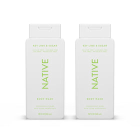 Native front label showing key lime and sugar scent and clean ingredients benefit