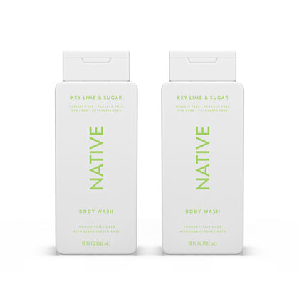 Native front label showing key lime and sugar scent and clean ingredients benefit