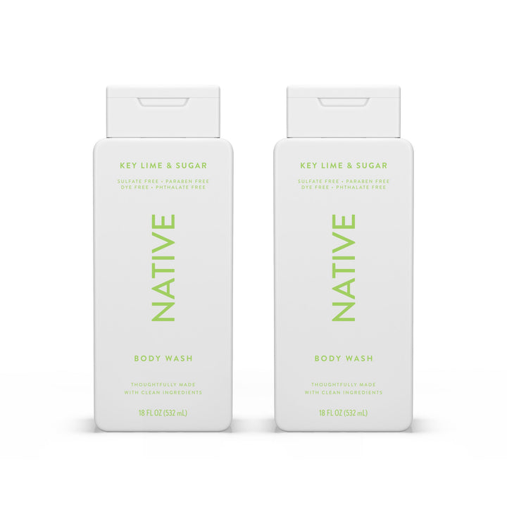 Native front label showing key lime and sugar scent and clean ingredients benefit