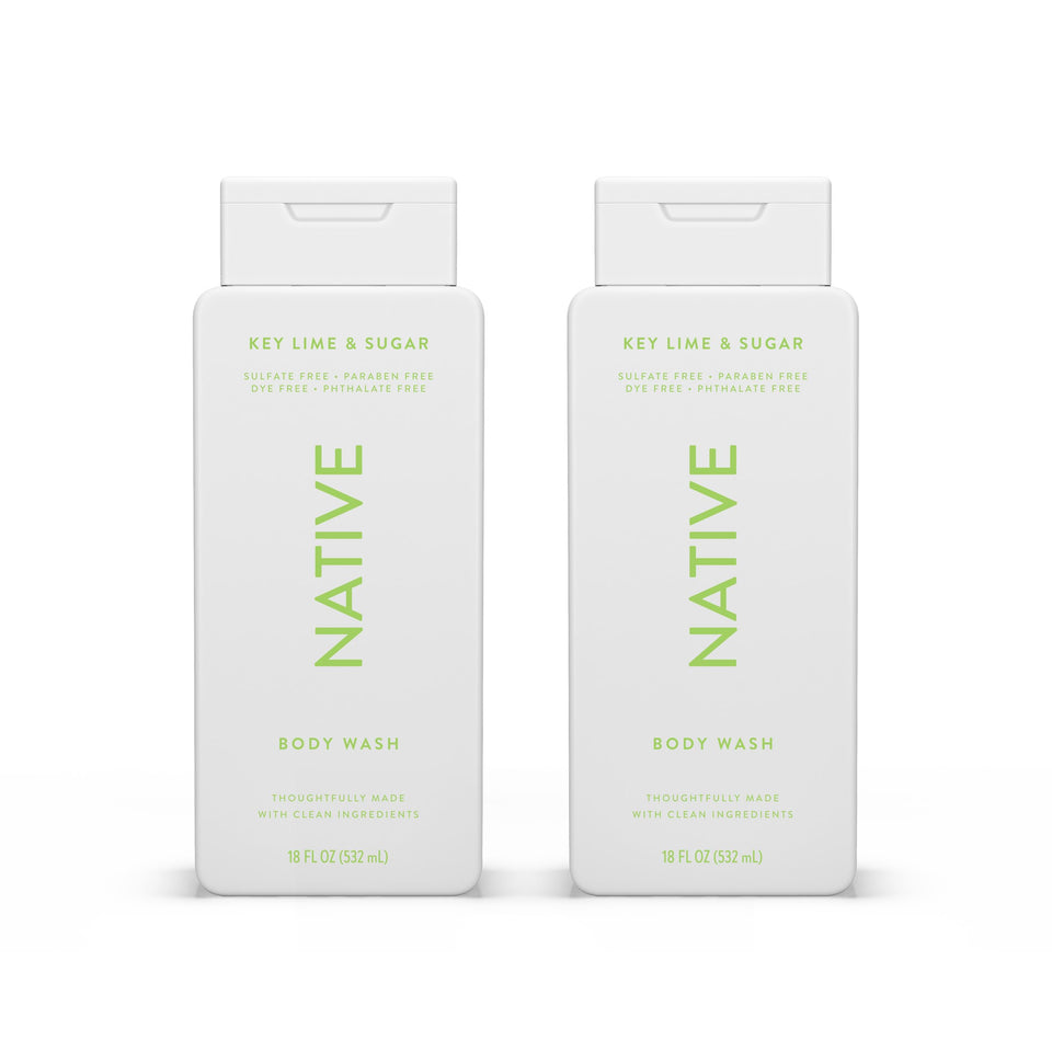 Native front label showing key lime and sugar scent and clean ingredients benefit