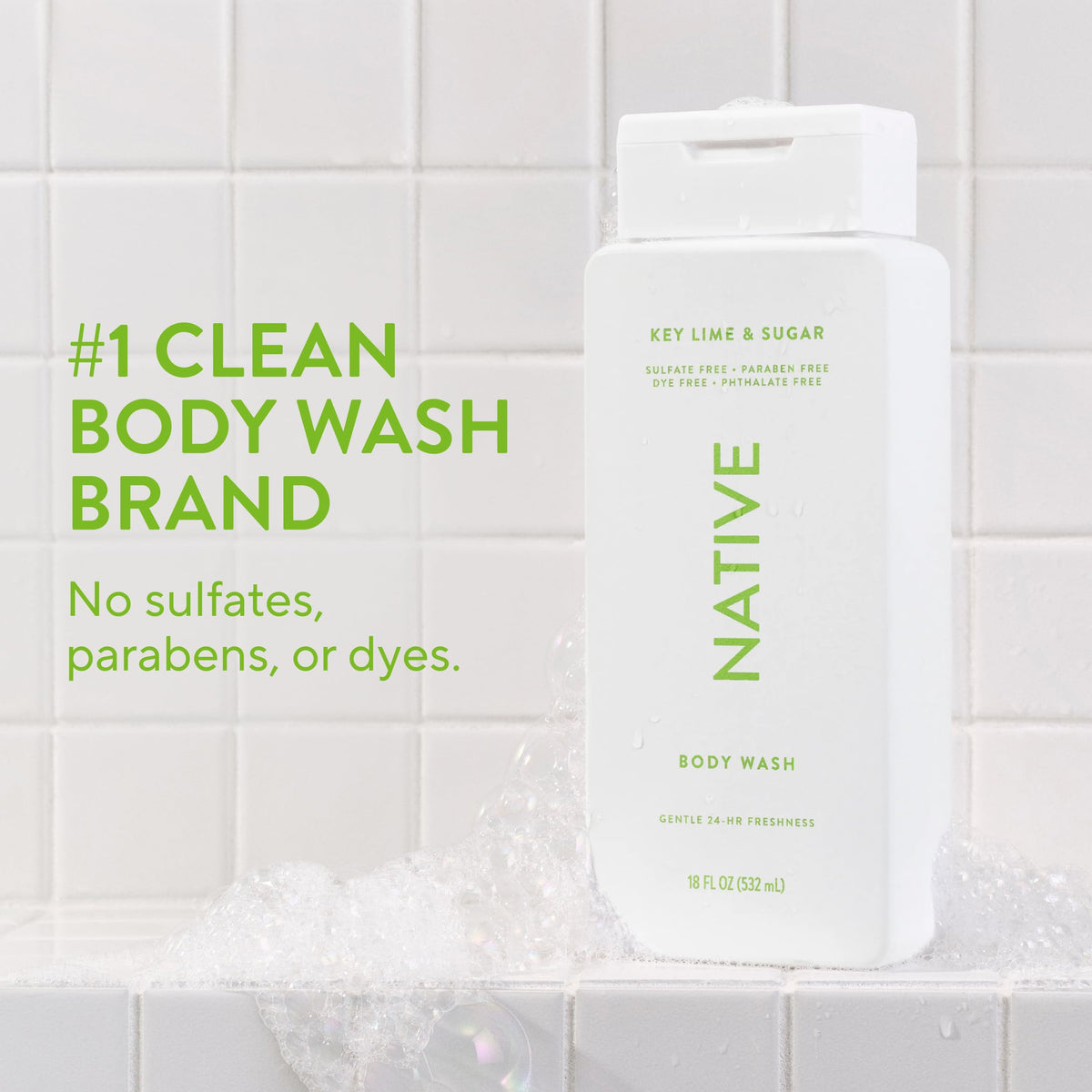 Native label close-up highlighting ingredients and clean formulation benefits
