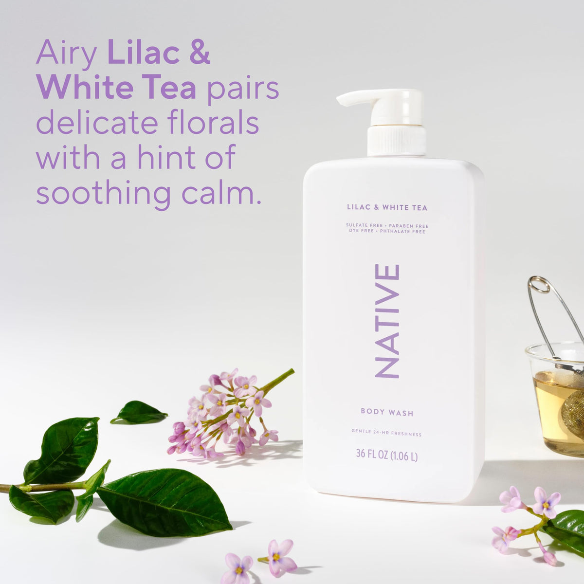 Native label close-up showing ingredients and clean formulation benefits