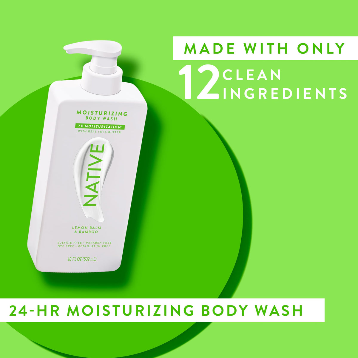 Native label close-up showing key clean ingredients and skin-friendly benefits