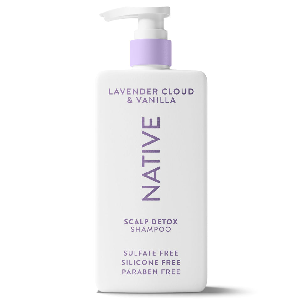 Native front packaging showing Lavender Cloud & Vanilla and benefits