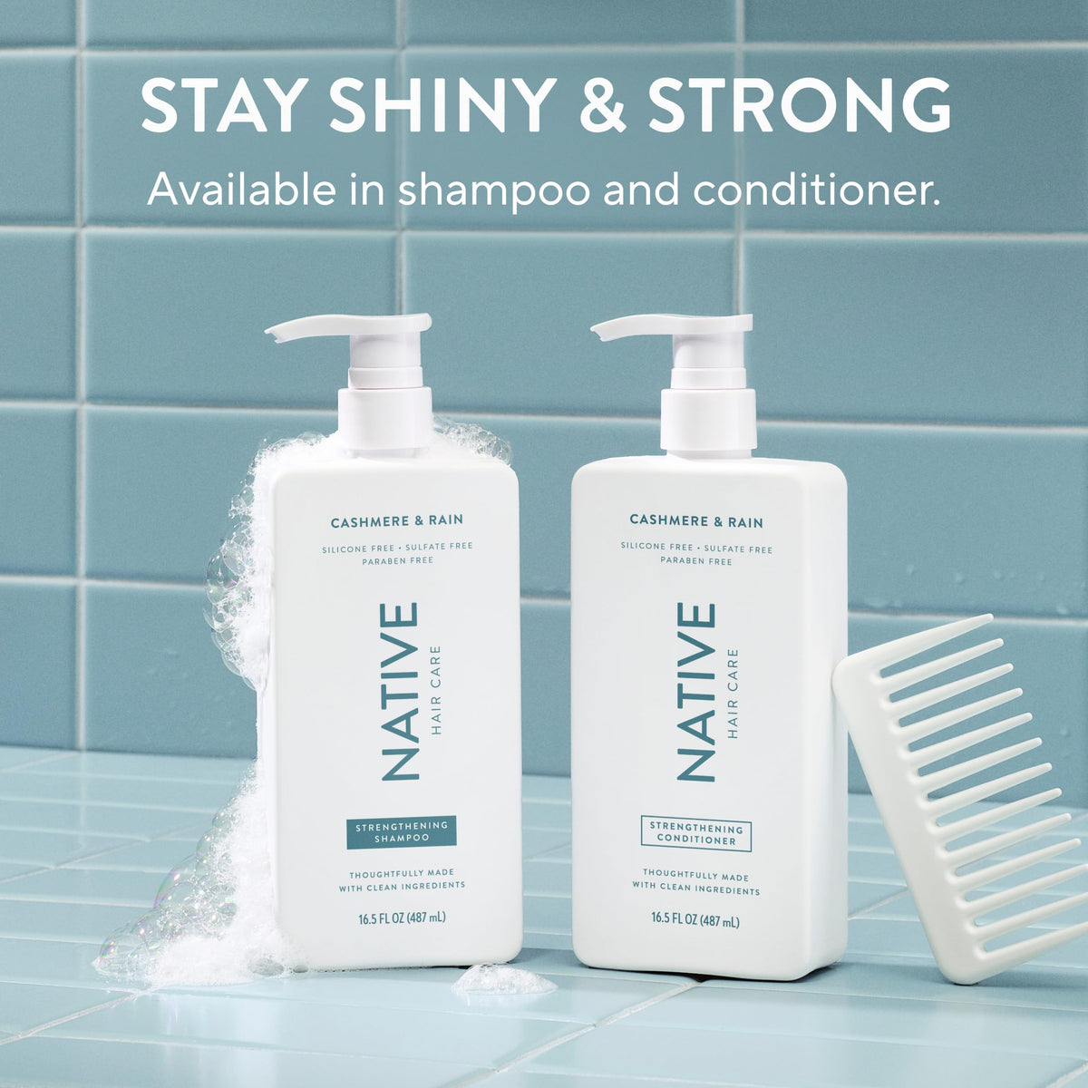 Native conditioner styled on bathroom counter for a clean, simple self-care look