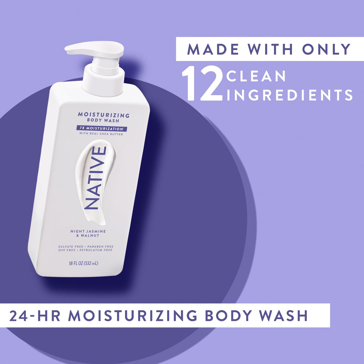 Native bottle staged in shower for refreshing self-care routine benefit