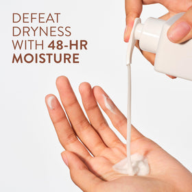 Native lotion texture close-up highlighting creamy feel and quick-absorb benefit