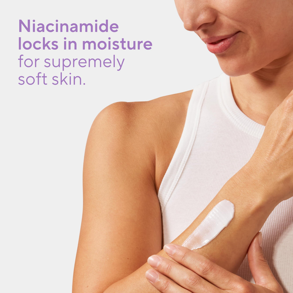 Native lotion texture on hand demonstrating fast absorption and non-greasy feel