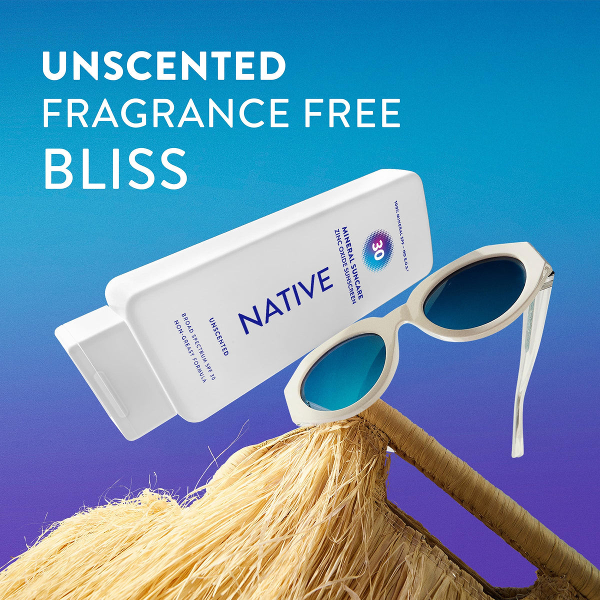 Native sunscreen applied to face demonstrating no white cast benefit