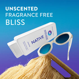 Native sunscreen applied to face demonstrating no white cast benefit