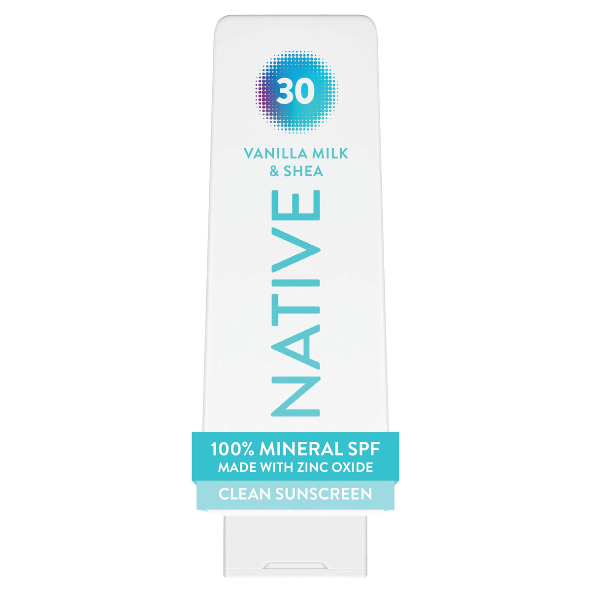 Native front packaging showing SPF 30 zinc oxide protection benefit