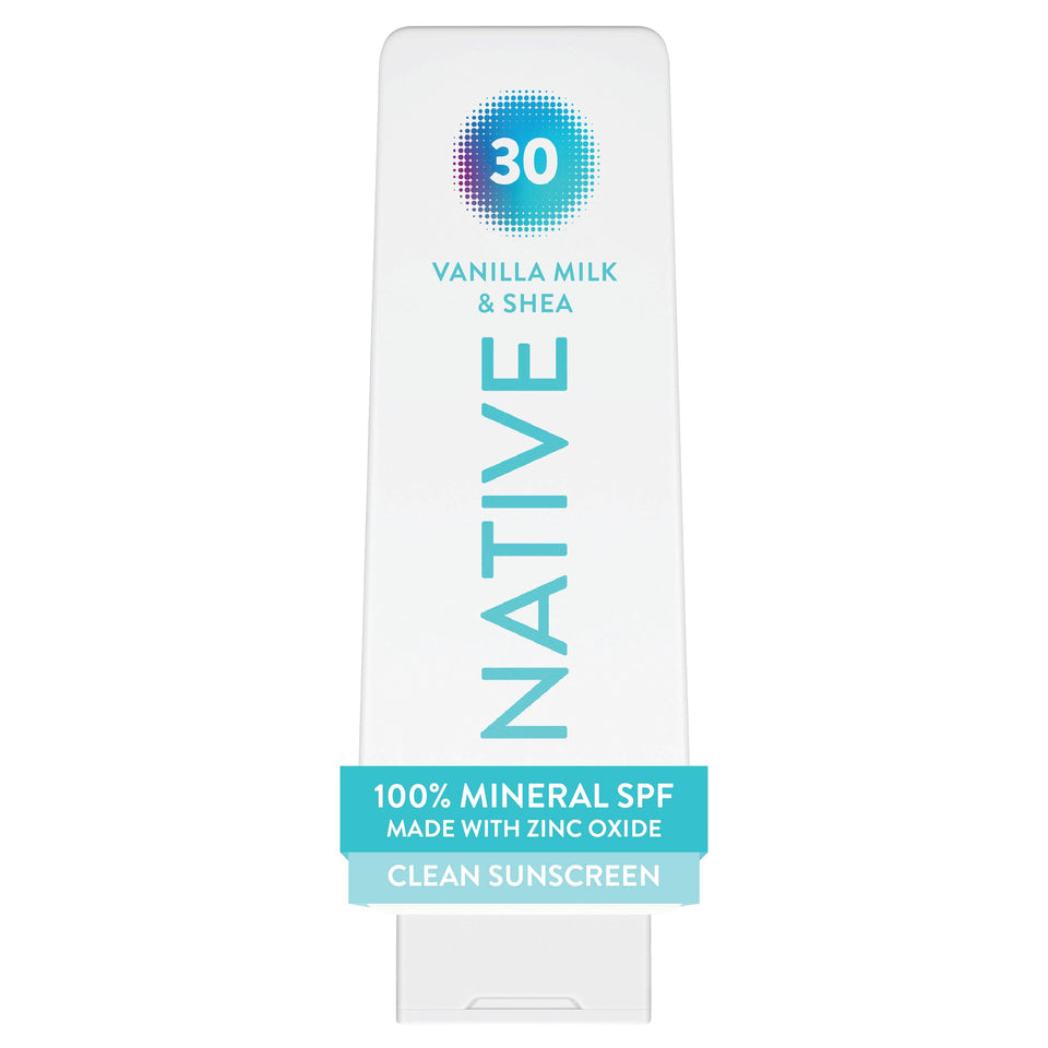 Native front packaging showing SPF 30 zinc oxide protection benefit