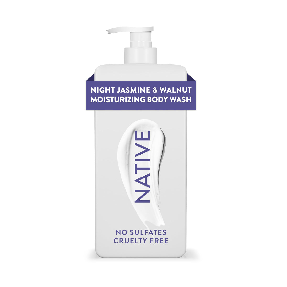 Native front packaging showing Night Jasmine & Walnut and hydration benefit