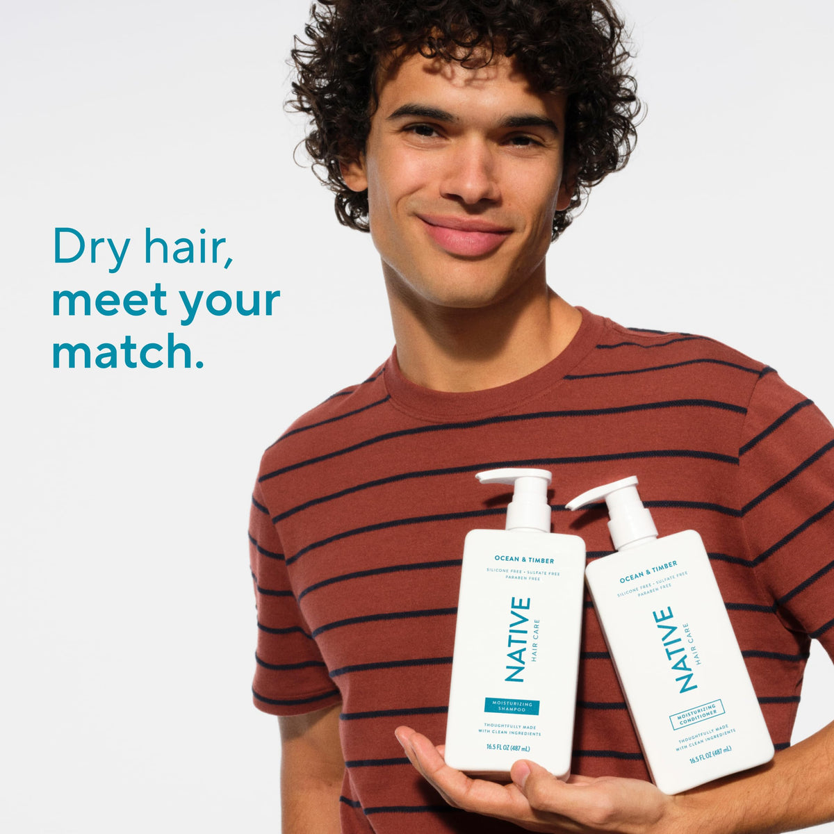 Native in-shower shot of product use illustrating easy rinse and hydration benefit