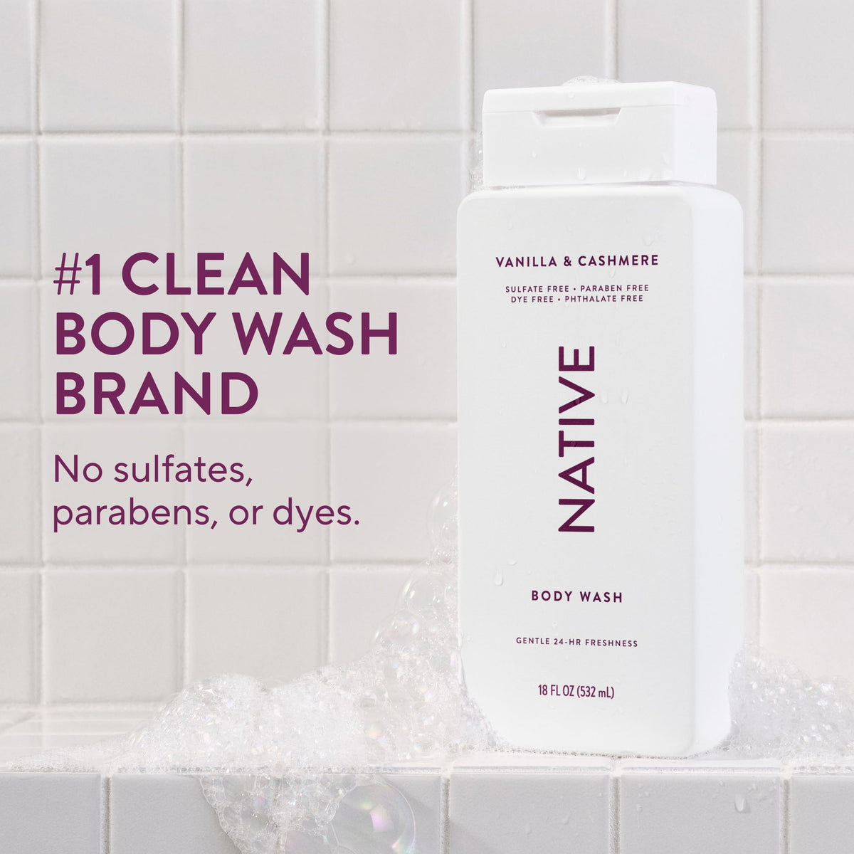 Native pump close-up highlighting smooth bottle texture and grip benefit