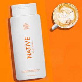 Native bottle in bathroom lifestyle scene conveying cozy scent and daily comfort