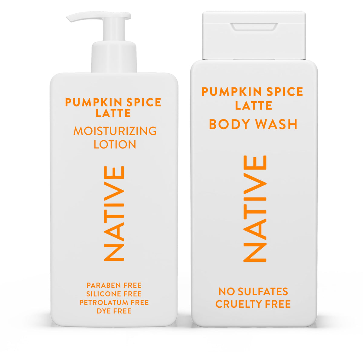 Native front packaging showing pumpkin spice latte scent and hydration benefits