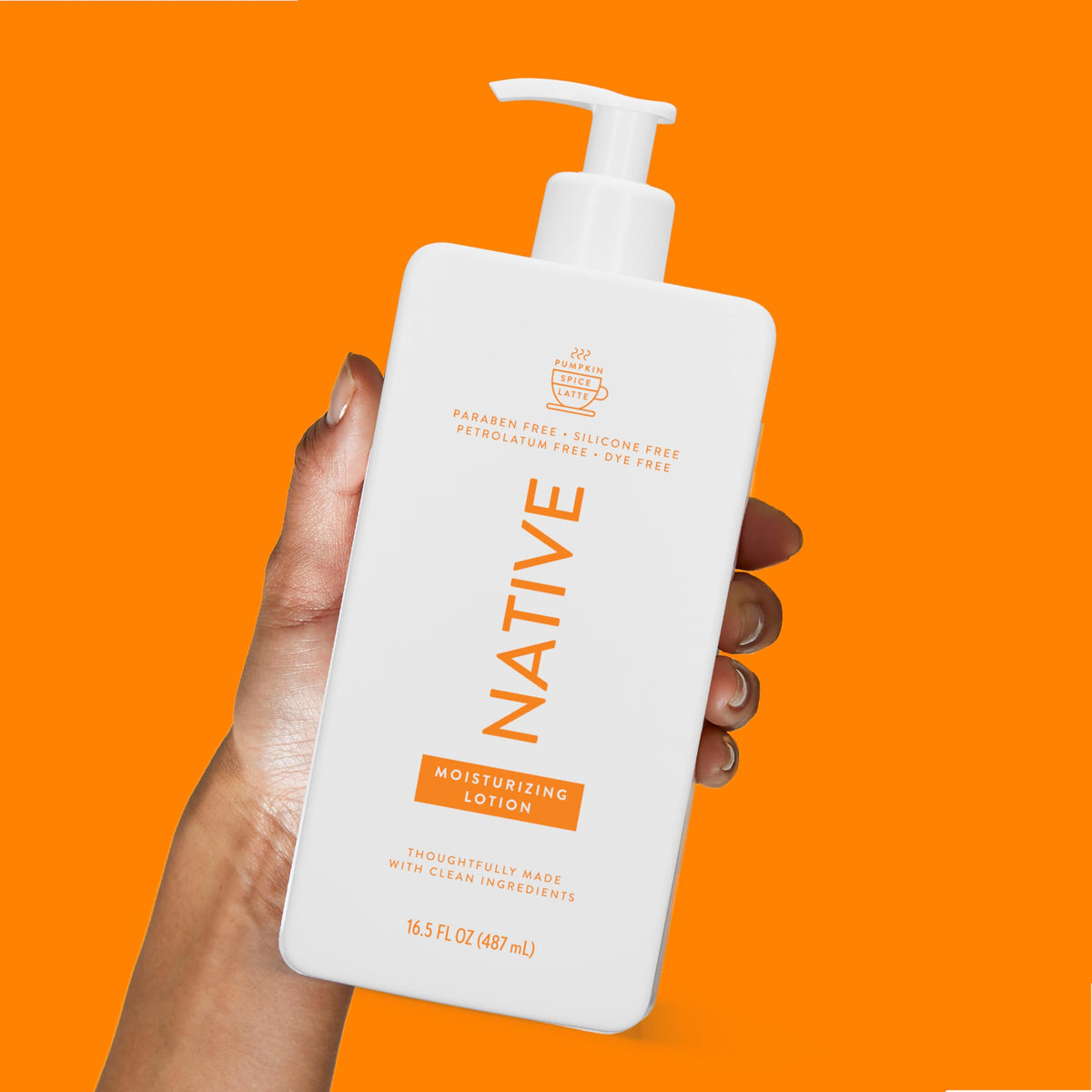 Native close-up of lotion texture on dispenser, demonstrating fast absorption