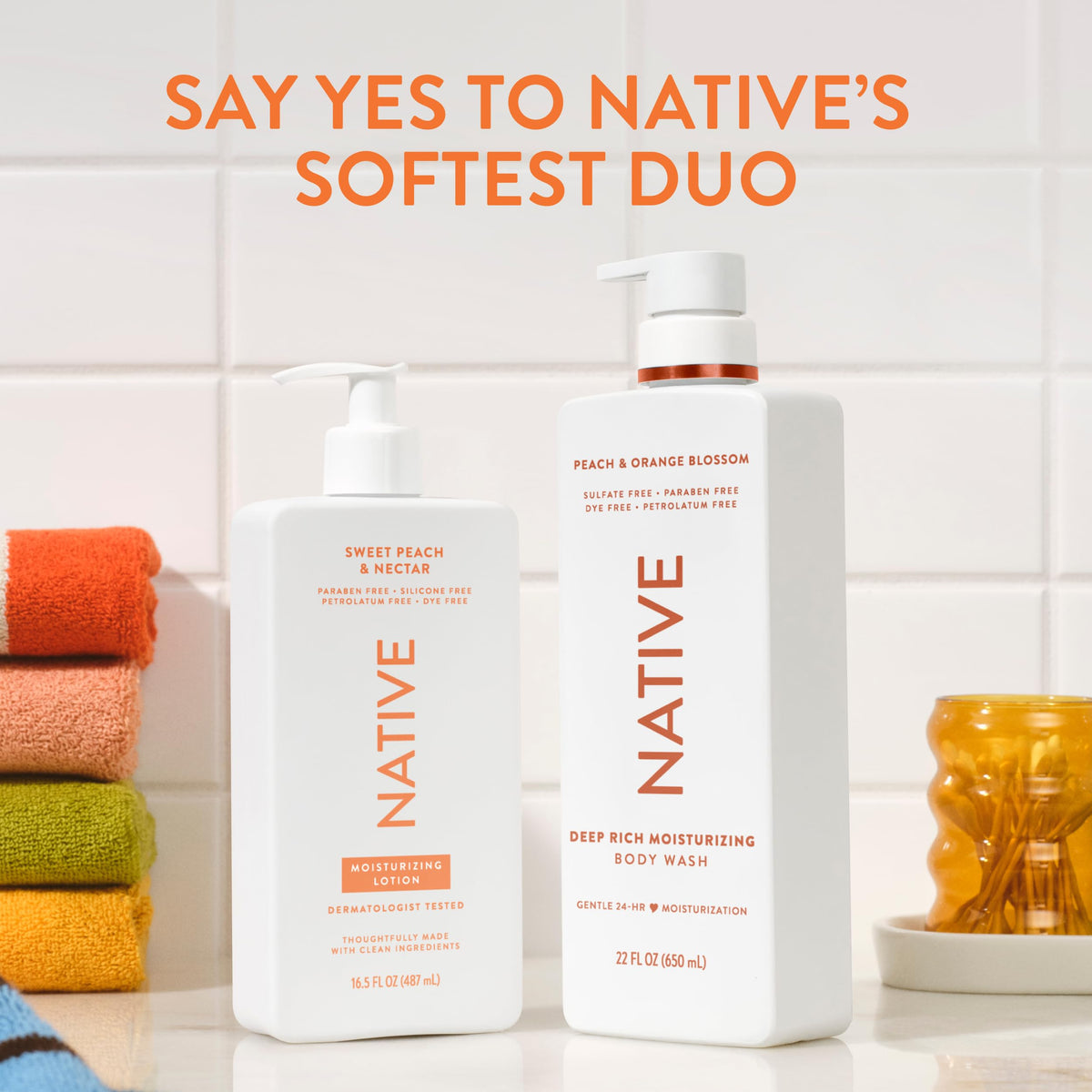 Native packaging detail emphasizing recyclable bottle and eco-friendly choice