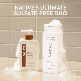 Pouring Native into bath creating bubbles for a relaxing, skin-friendly soak