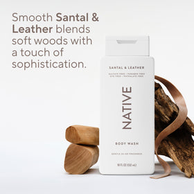 Person using Native in the shower demonstrating effective, non-drying cleanse