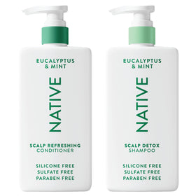 Native front packaging showing detox shampoo and conditioner and benefits