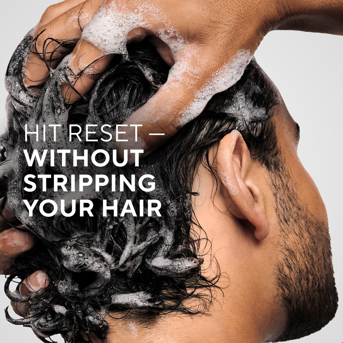 Native shampoo texture close-up demonstrating gentle clarifying foam
