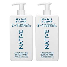 Native front bottle showing Sea Salt & Cedar 16.5 fl oz and easy pump
