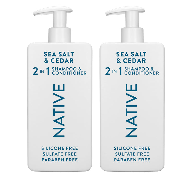 Native front bottle showing Sea Salt & Cedar 16.5 fl oz and easy pump