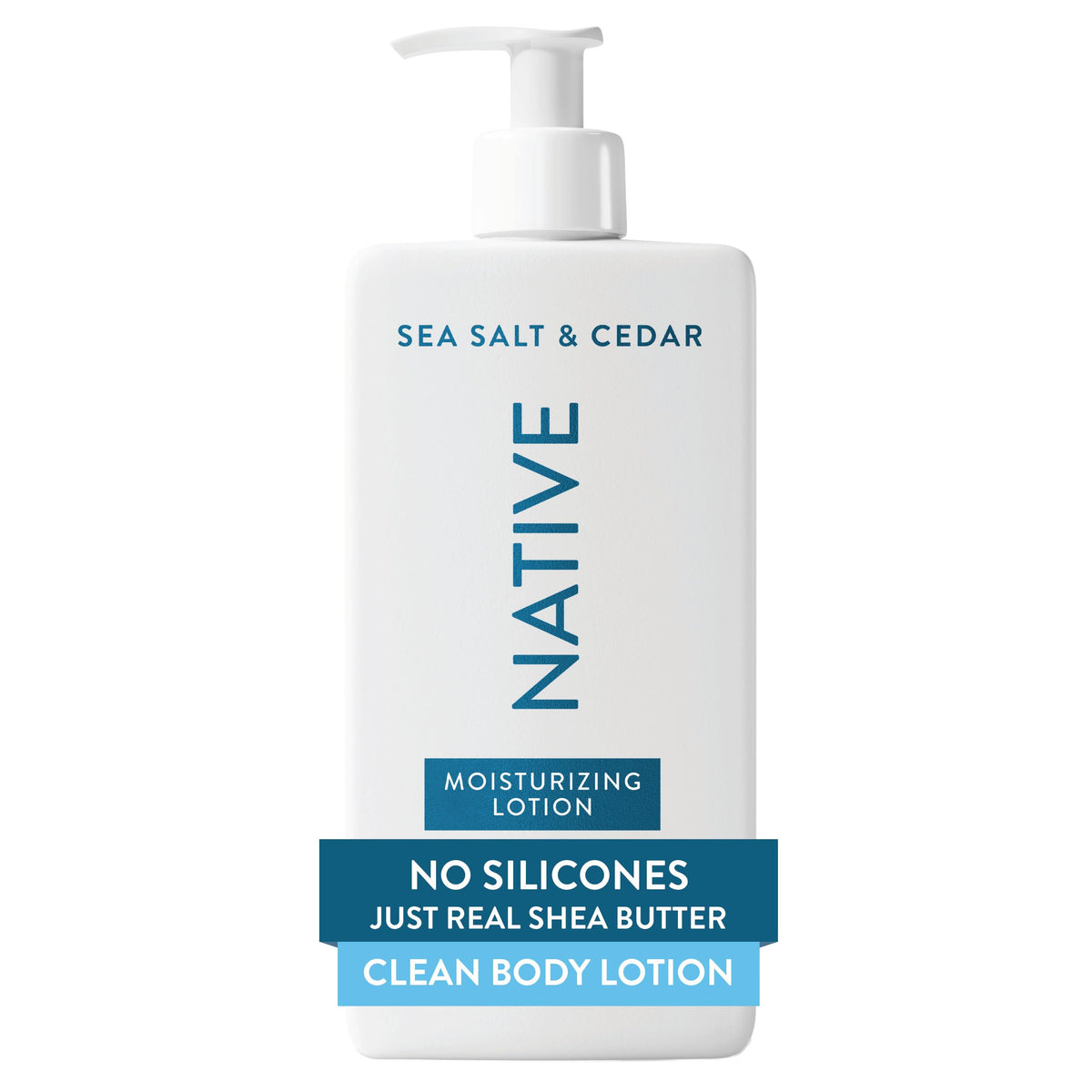 Native bottle front view showing sea salt cedar scent and hydration benefits