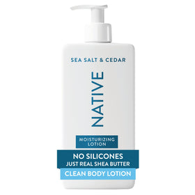Native bottle front view showing sea salt cedar scent and hydration benefits