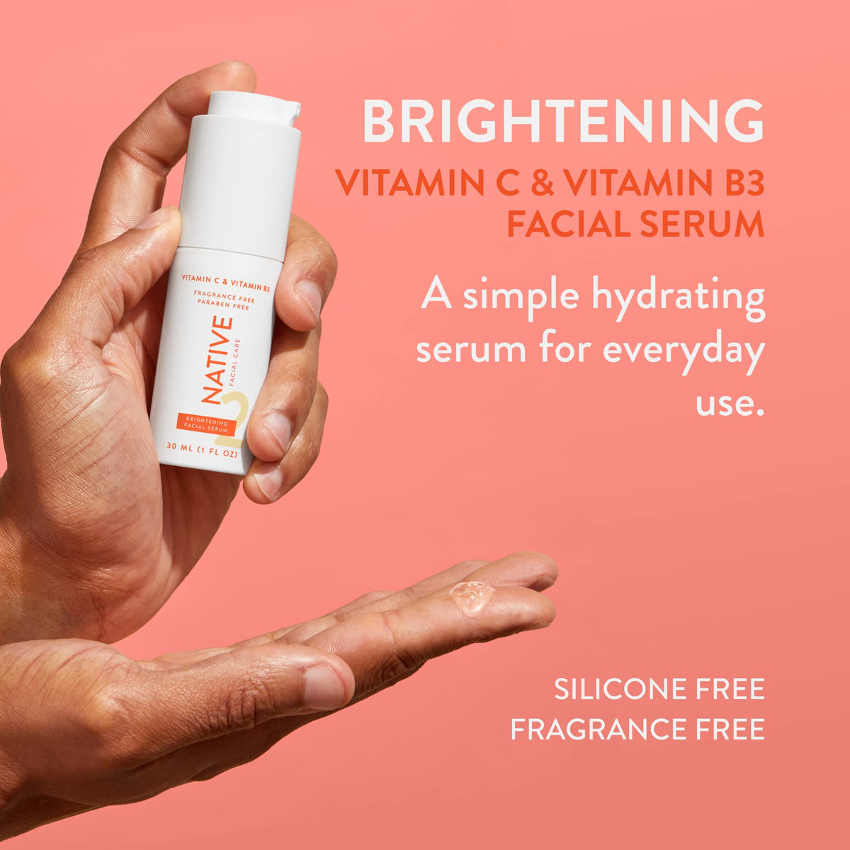Native dropper dispensing serum highlighting easy application