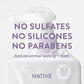 Native bottle on shower shelf illustrating everyday lifestyle use