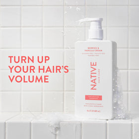 Native shampoo texture on hand showing lightweight cream for gentle cleansing