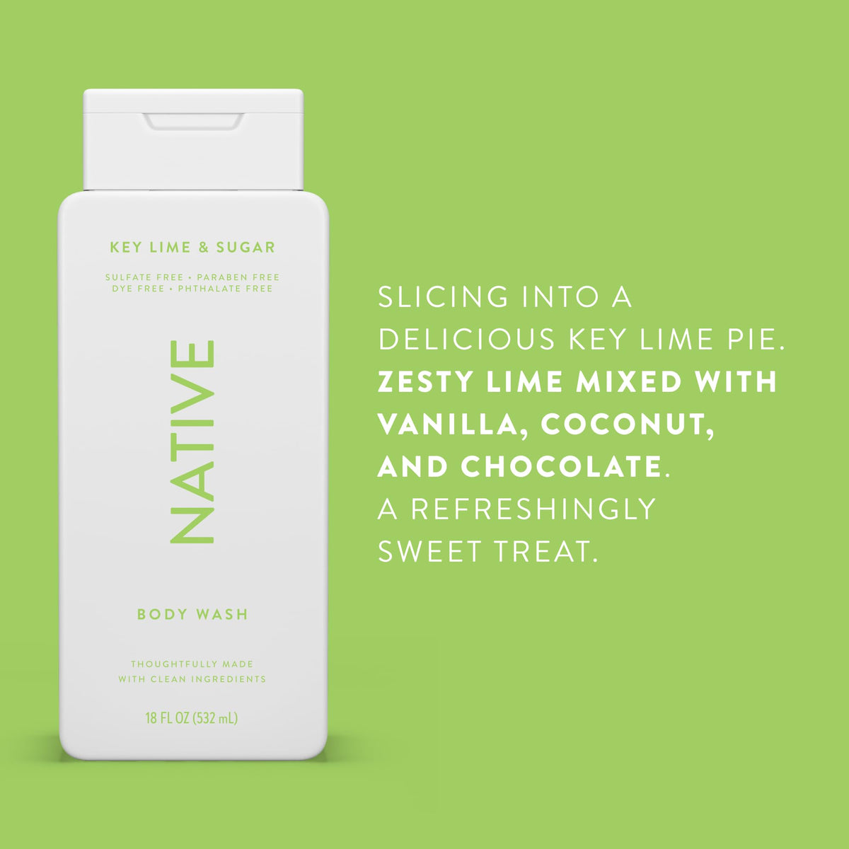 Native 18 oz bottle in hand showing size and easy dispensing benefit